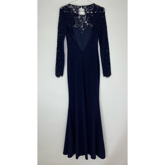 Lulus Whenever You Call Lace Open Back Maxi Dress Navy Size Small - Picture 4 of 8